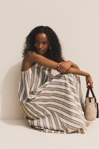 Striped lightweight denim dress