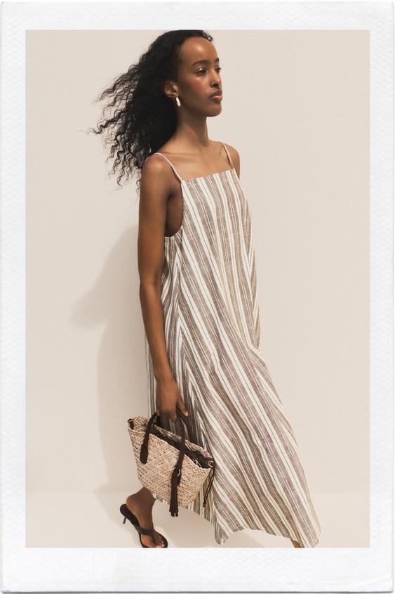 Striped lightweight denim dress