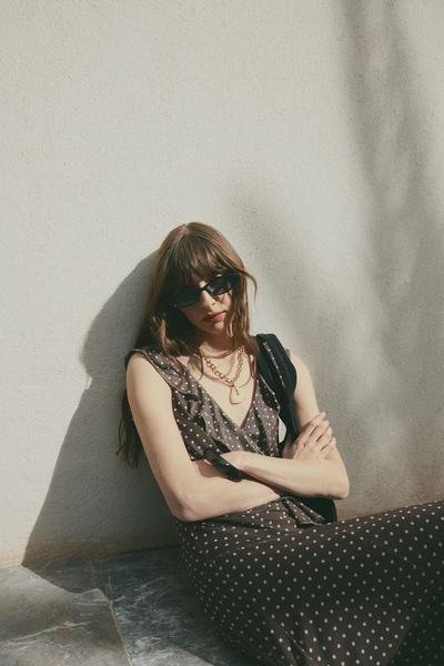 Mesh ruffle midi dress