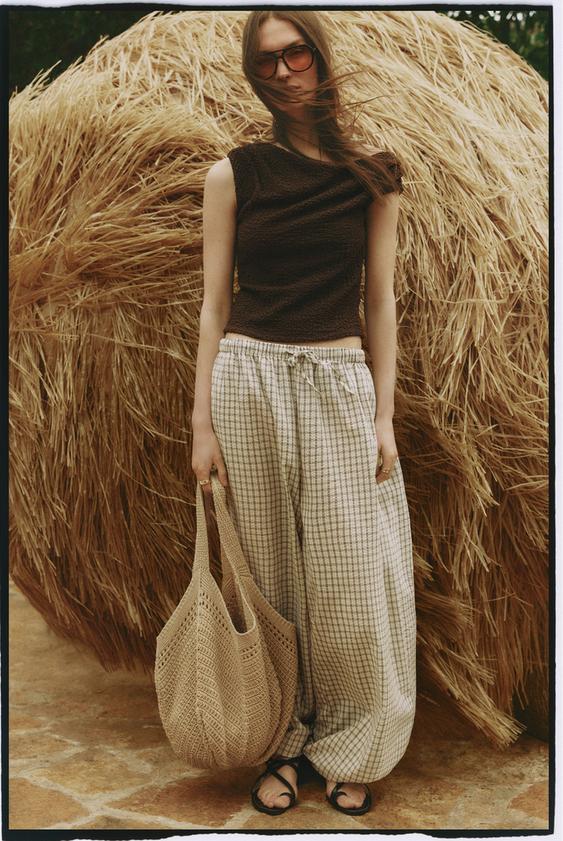 Checked sarouel trousers