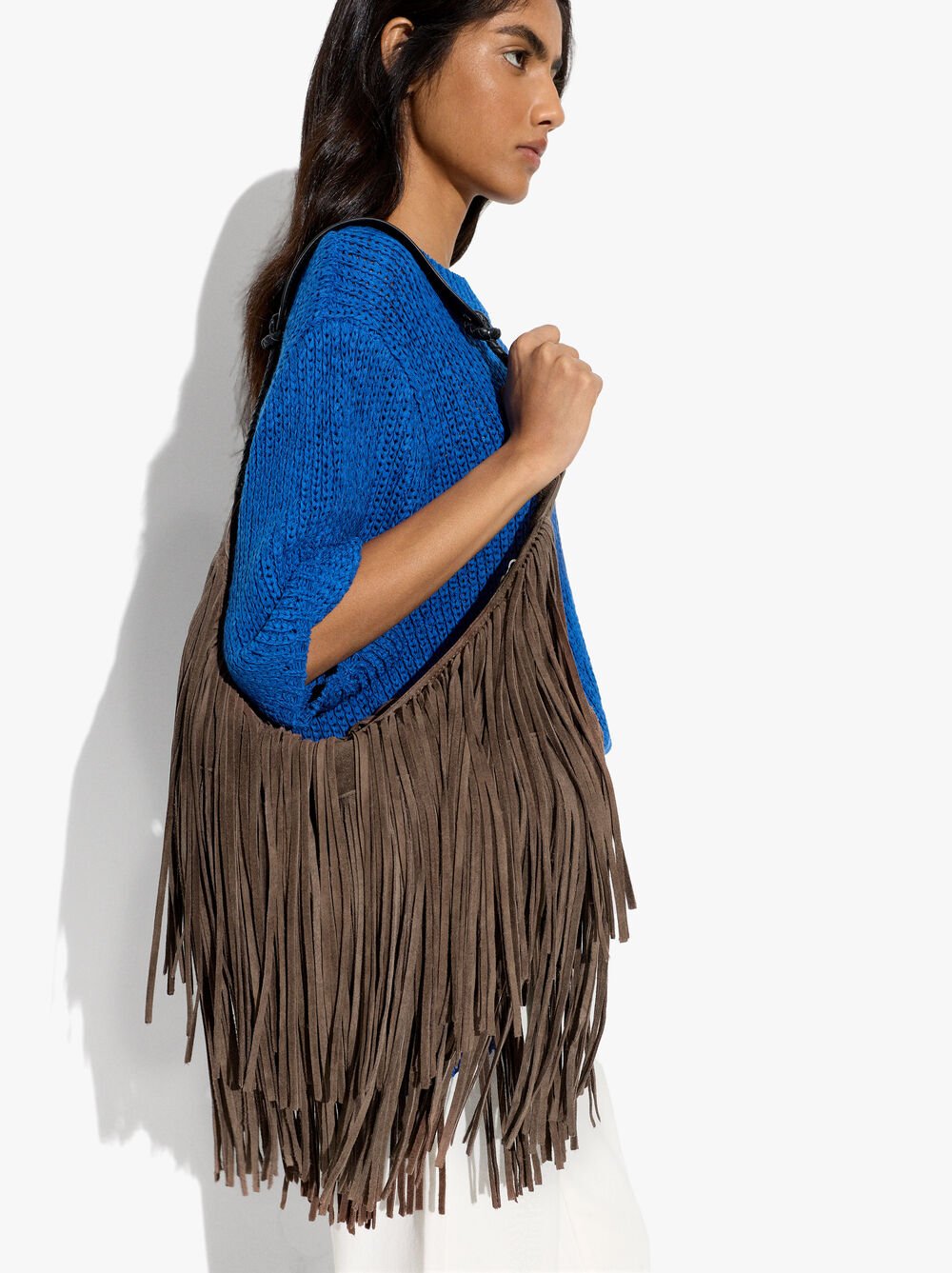 Sac à épaule en cuir avec franges