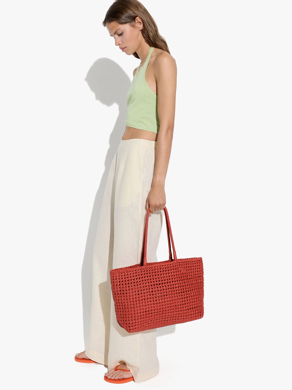 Sac shopper en cuir tressé