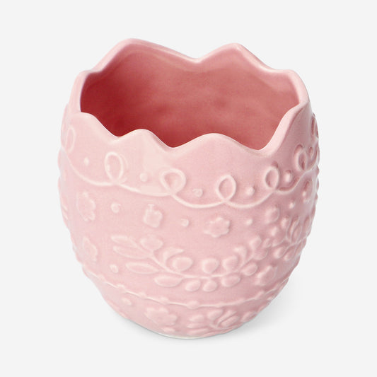 Pink Easter egg flowerpot - 10 cm