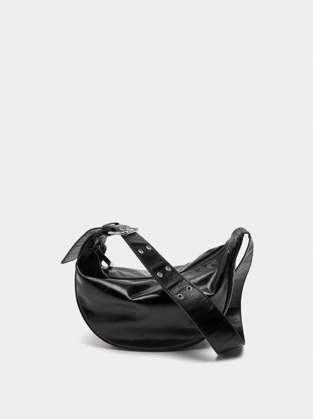 Leather hobo bag with studs