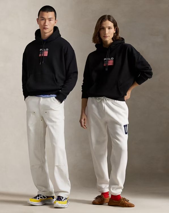 Fleece-Kapuzenpullover mit Flagge