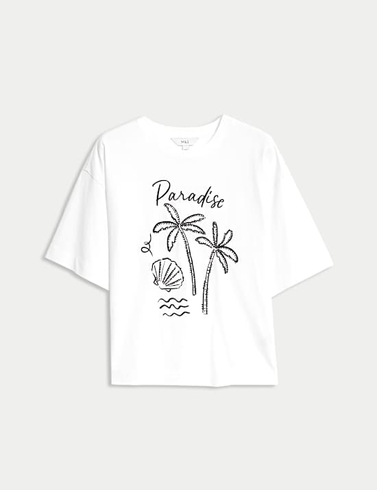 T-shirt με διακοσμητικές λεπτομέρειες από 100% βαμβάκι