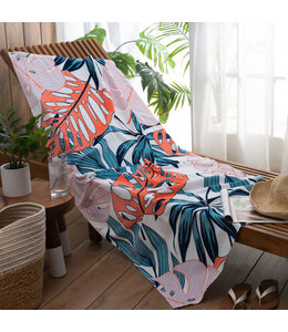 VELOUR 100% COTTON BEACH TOWEL 32X64" PALM MEDLEY