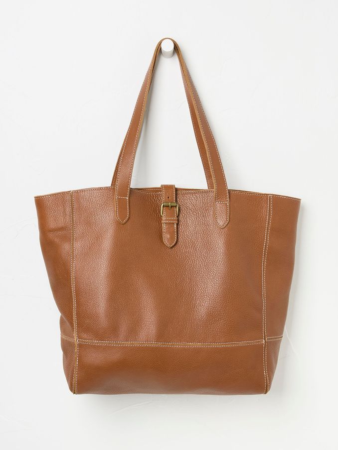 Olivia Tan Brown Leather Tote Bag