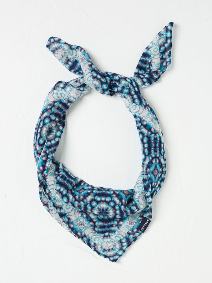 Navy Geometric Print Hair Scarf