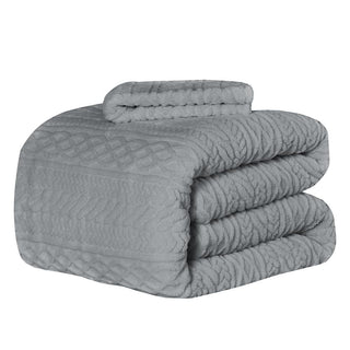 Plumón Trenza Sherpa Extra Cálido Chantilly 2 Plazas Gris Plata