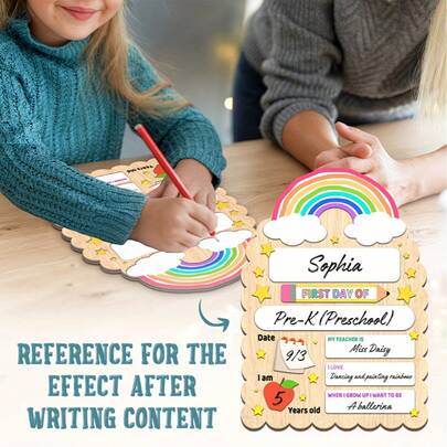 -8%Last 4 hrs1pc Student First Day Of School Decorative Sign, Record Name And Other Information, Kindergarten Elementary Back To School Sign, Charming Rainbow Design, Suitable For Back To School Season Gift
