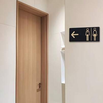 -3%Last 3 days1pc Acrylic Bathroom Toilet Directional Sign Hanging Decor, Acrylic Wall Sign, Suitable For Toilet Reminder