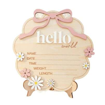 -7%Baby Birth Commemorative Plaque Newborn Milestone Photography Prop Wooden Craft