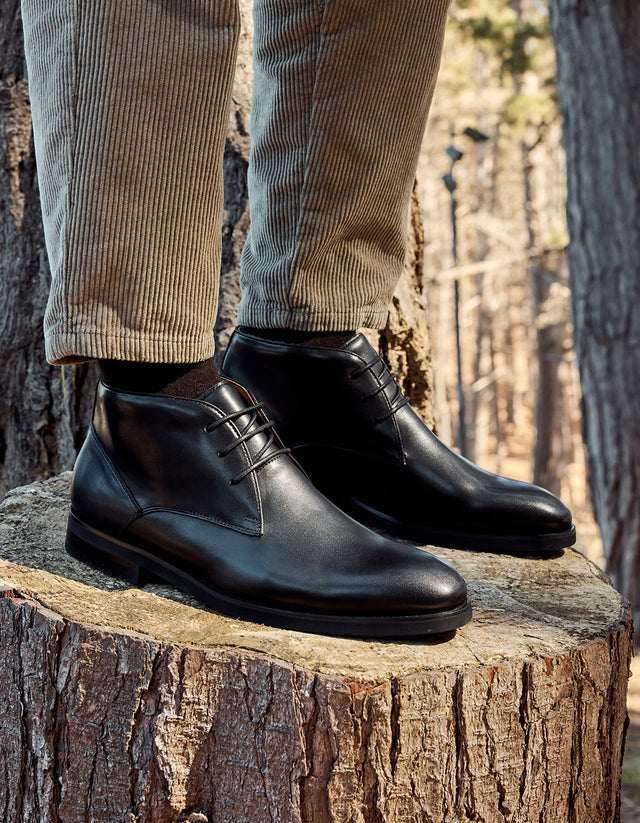 Botines Formal Hombre Chukka Cuero Enfield Negro