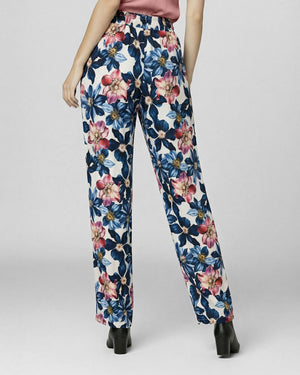 Pantalón Mujer Susanna Alto Largo Cintura Elástico y cordon Azul Lineatre