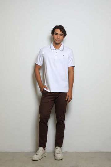 Polo Fashion Blanco/Café (Mercerizada)