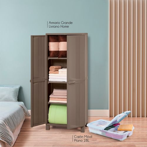 Combo organizador, 1 Armario grande liviano Home, 1 Cajón móvil plano 28 litros