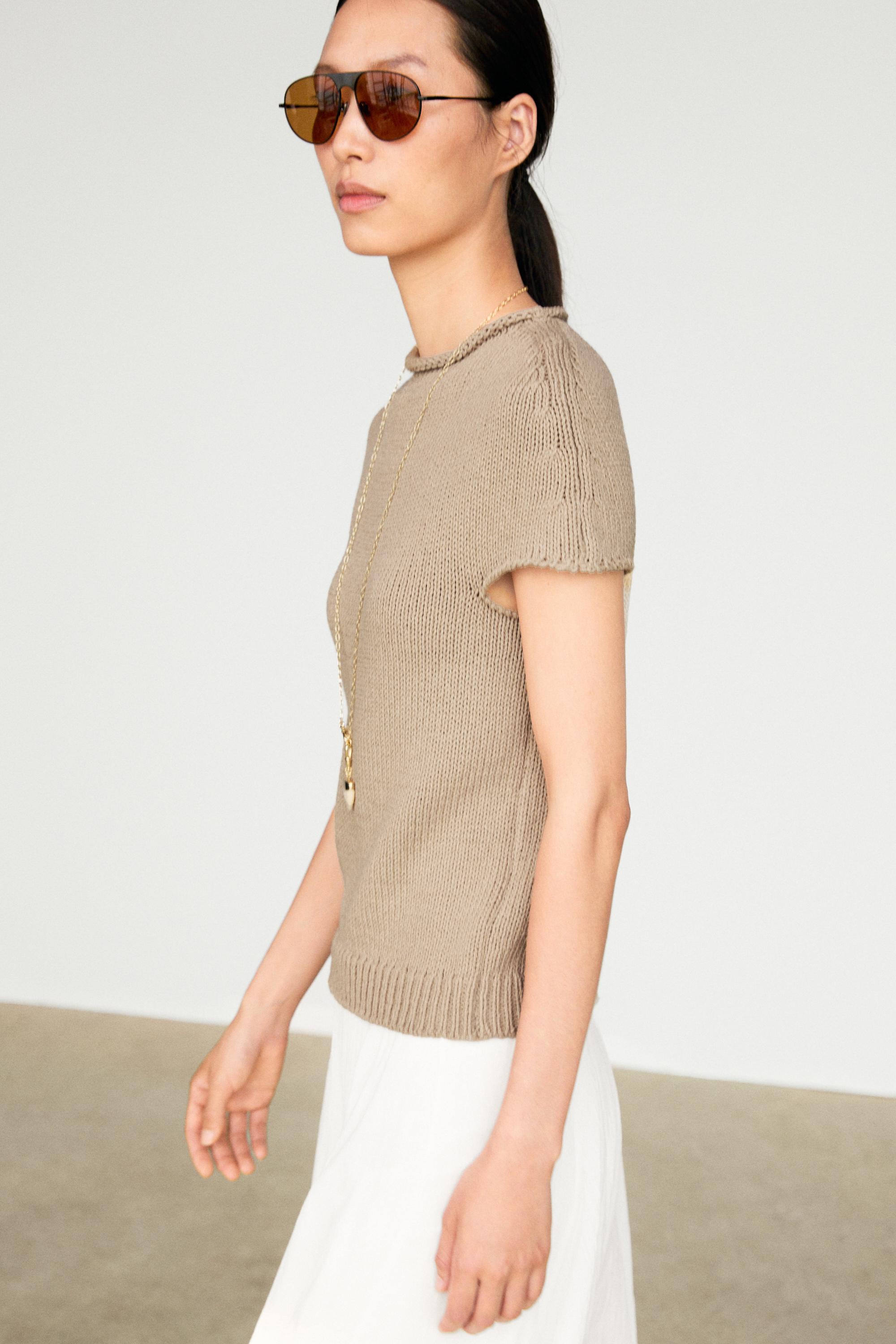 Jersey manga corta cuello rulo con algodón