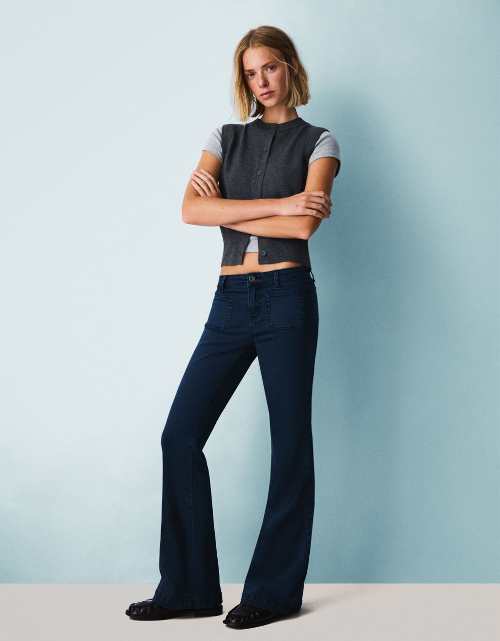 Pantalón flare flaps pocket