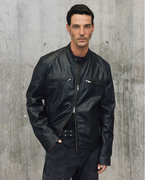 Chaqueta Biker de Cuero para Hombre - Colombiamoda