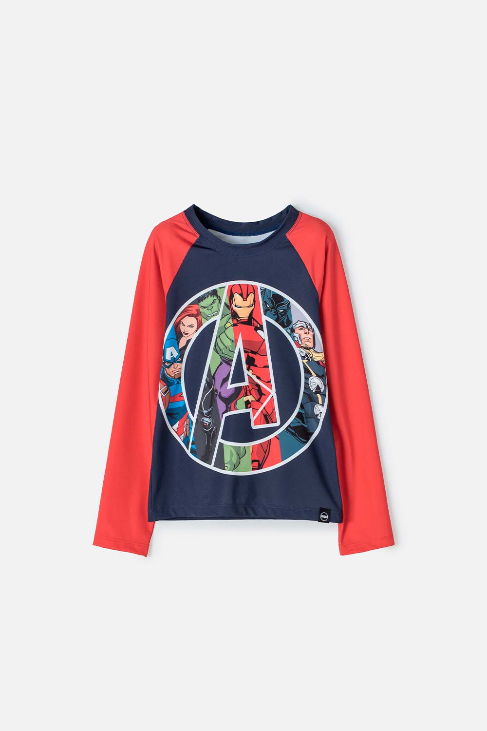 CAMISETA DE BAÑO MARVEL MANGA LARGA ROJO Y AZUL PARA NIÑO