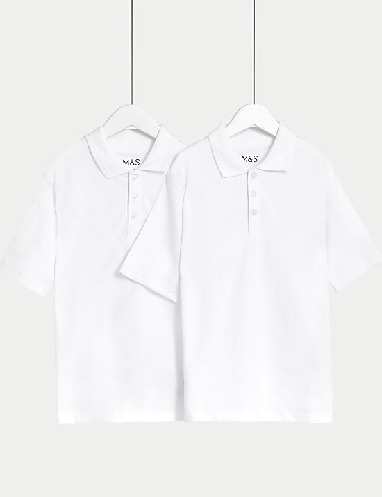 Pack de 2 polos escolares unisex fáciles de poner (3-18 años)