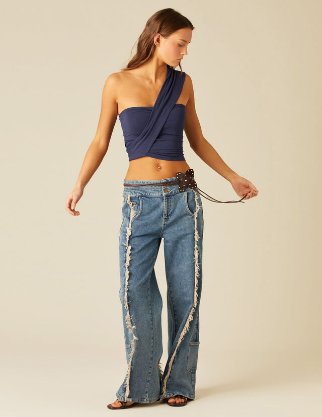 PANTALÓN DOBLE CINTURILLA AZUL