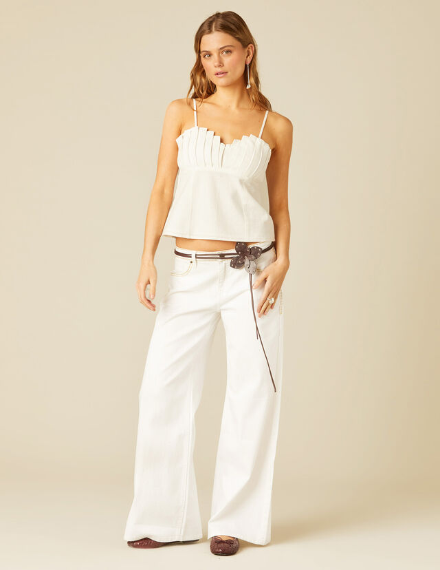 PANTALÓN PESPUNTE CINTURILLA BLANCO
