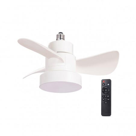 Ventilador con soporte E27 Bayad LED 15w 3CCT acabado blanco estilo nórdico 36cm Ø