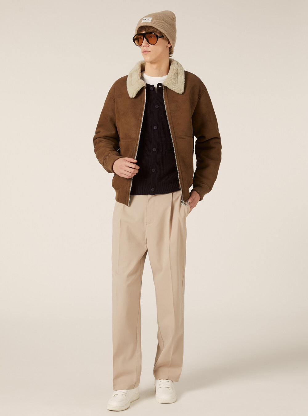 Chaqueta de piel de oveja con efecto ante