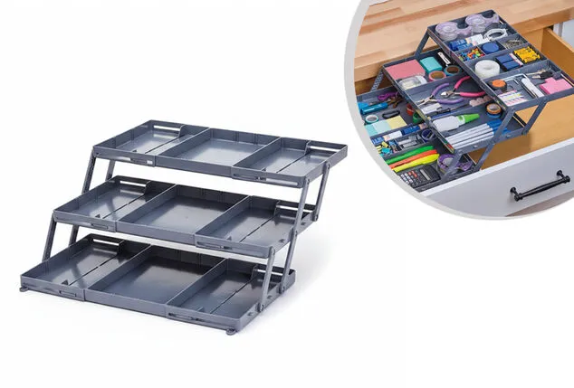 Organizador de cajones con niveles desplegables