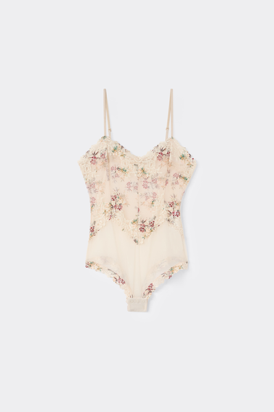 Body de Tul y Encaje Estampado Pretty Flowers