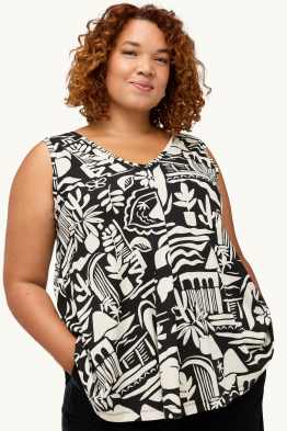 Blusa sin mangas con escote en pico - estampada