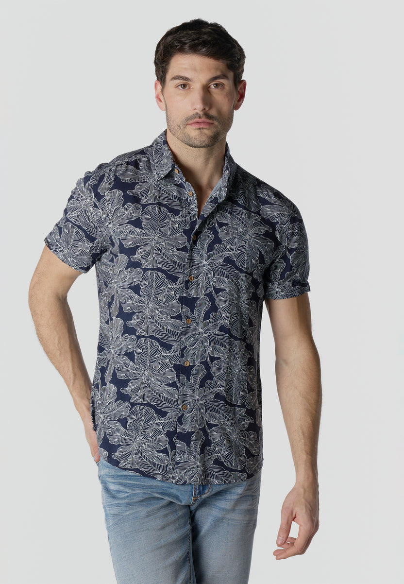 Men's Short Sleeve Printed Casual Viscose Shirt - Koroshi