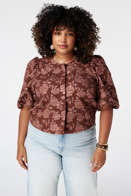 Chaqueta jacquard con mangas abullonadas