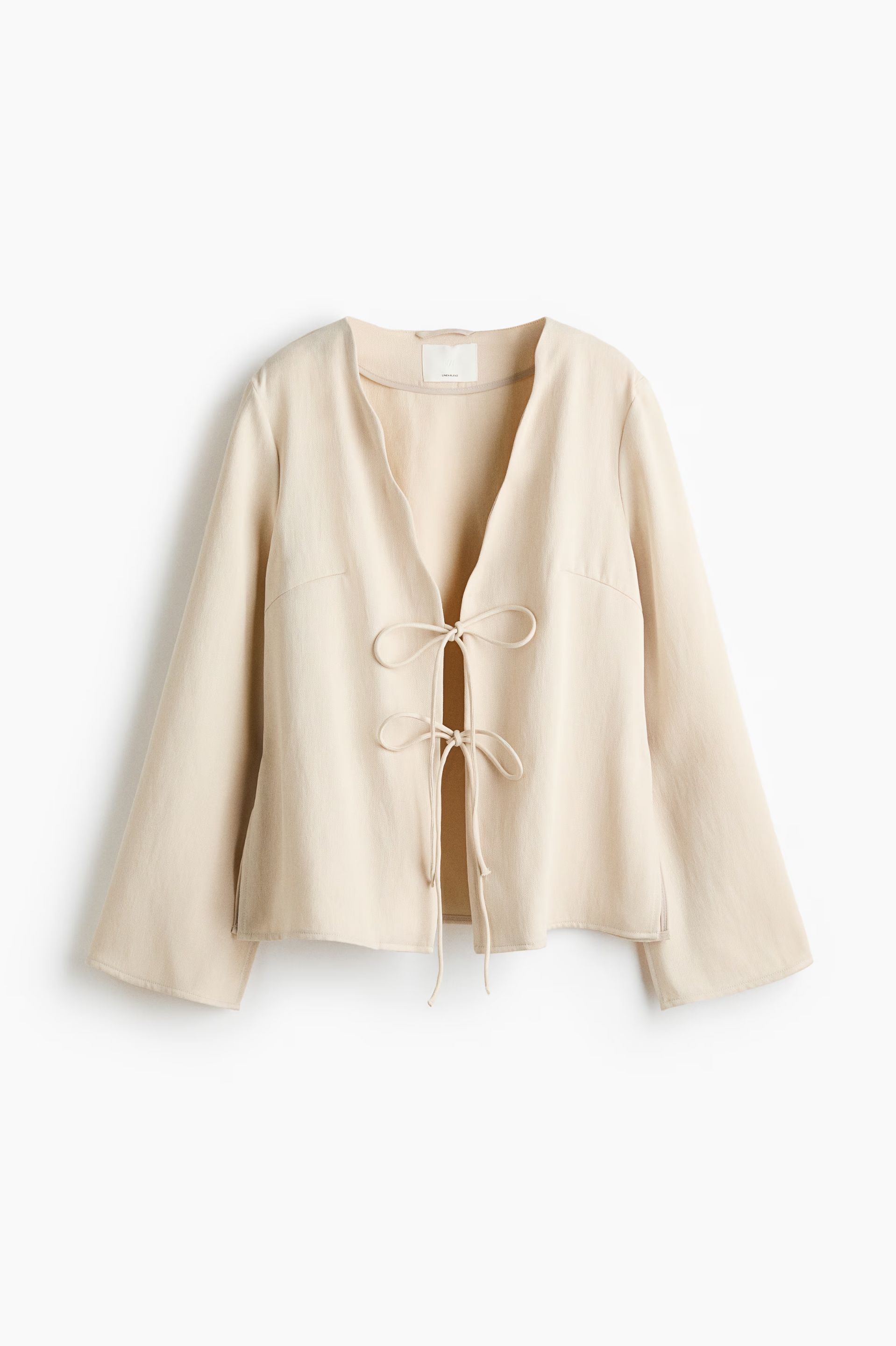 Chaqueta en mezcla de lino con lazadas