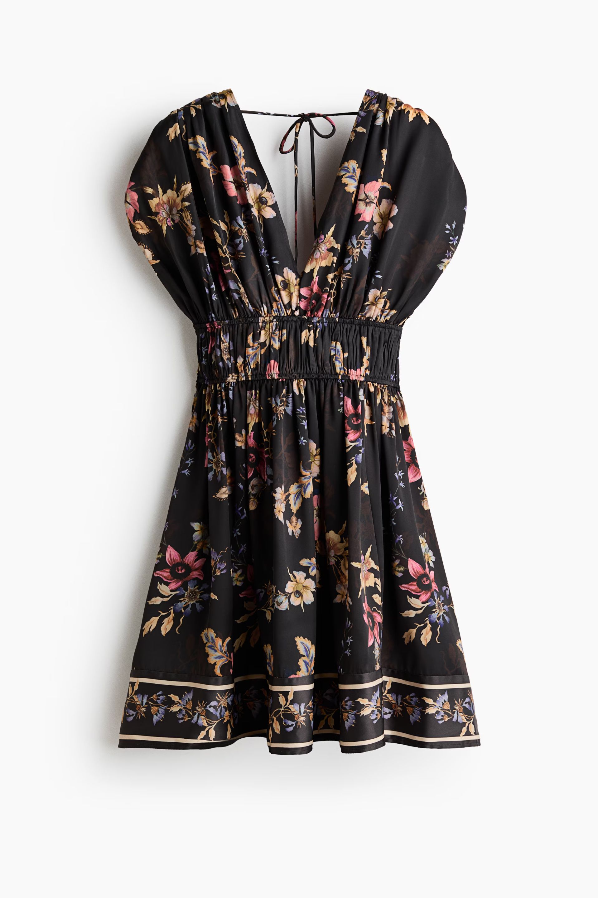 Vestido drapeado con lazada