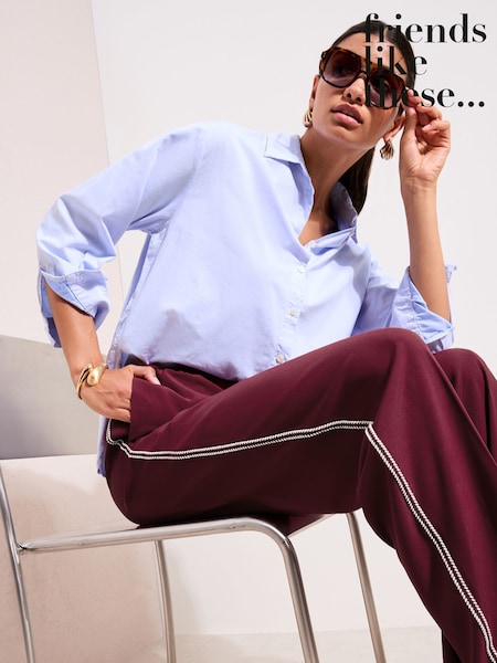 Croché en burdeos - Pantalones sin cierres con diseño de rayas laterales de Friends Like These