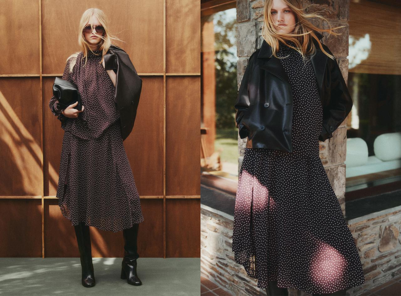 Falda midi lunares