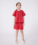 Blouse enfant en coton manches courtes à motif fleurie