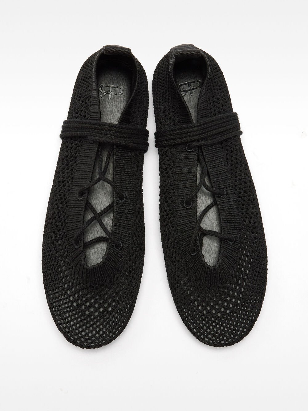 Knit mesh ballet flats with straps