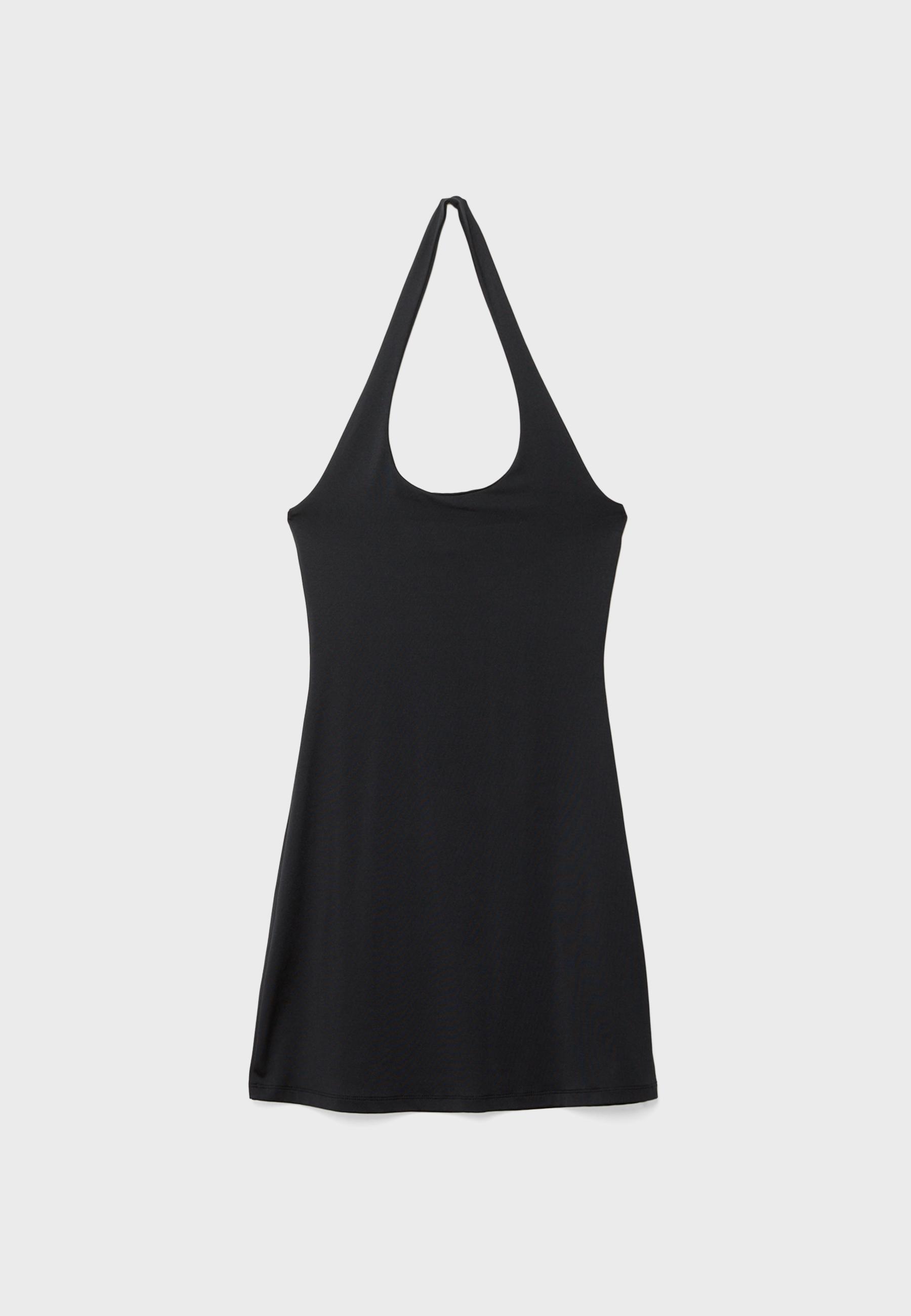 Robe courte en polyamide à encolure américaine