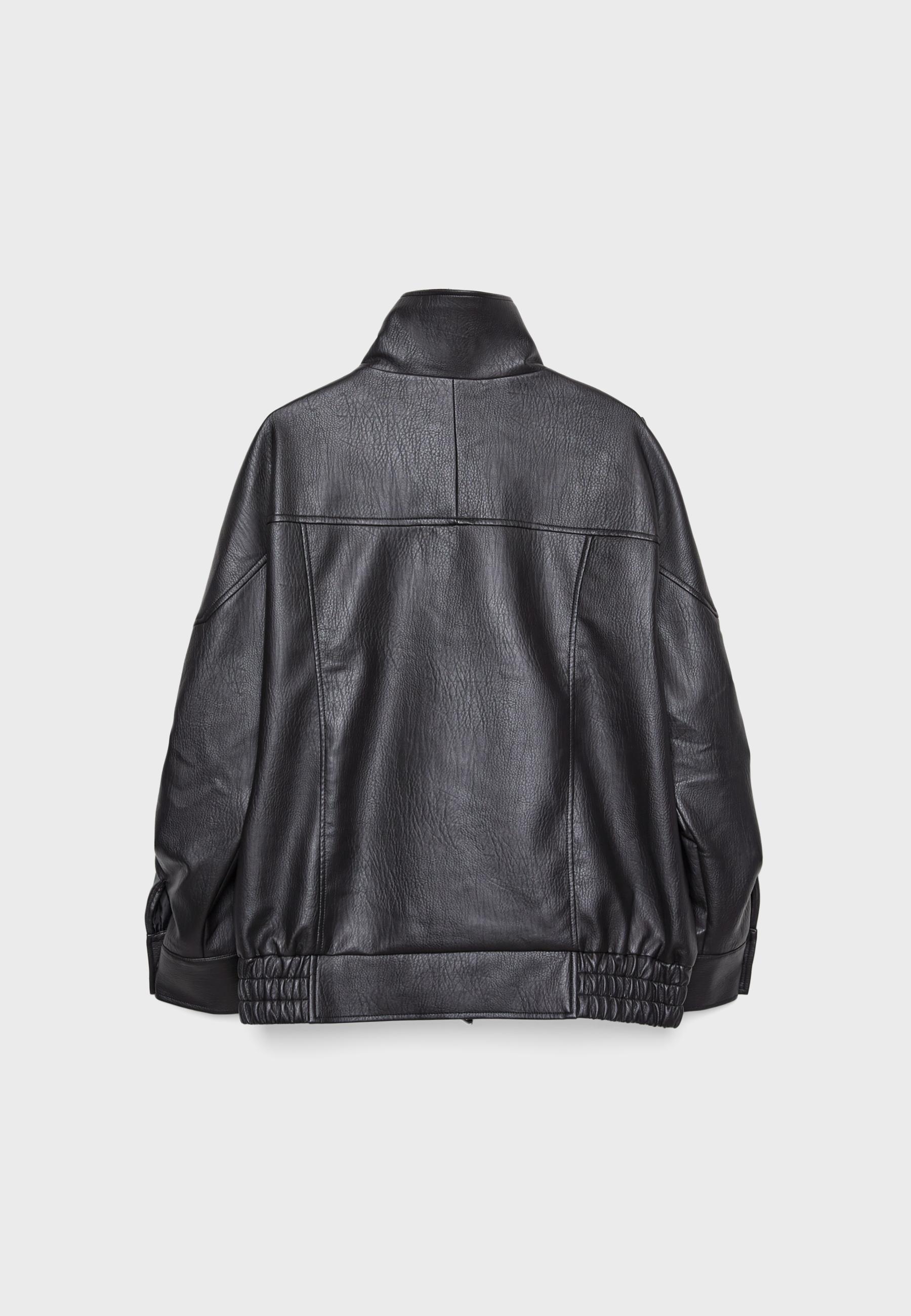 Blouson oversize à patte similicuir