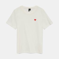 Tee shirt col rond bright white folina imprimé coeur Femme