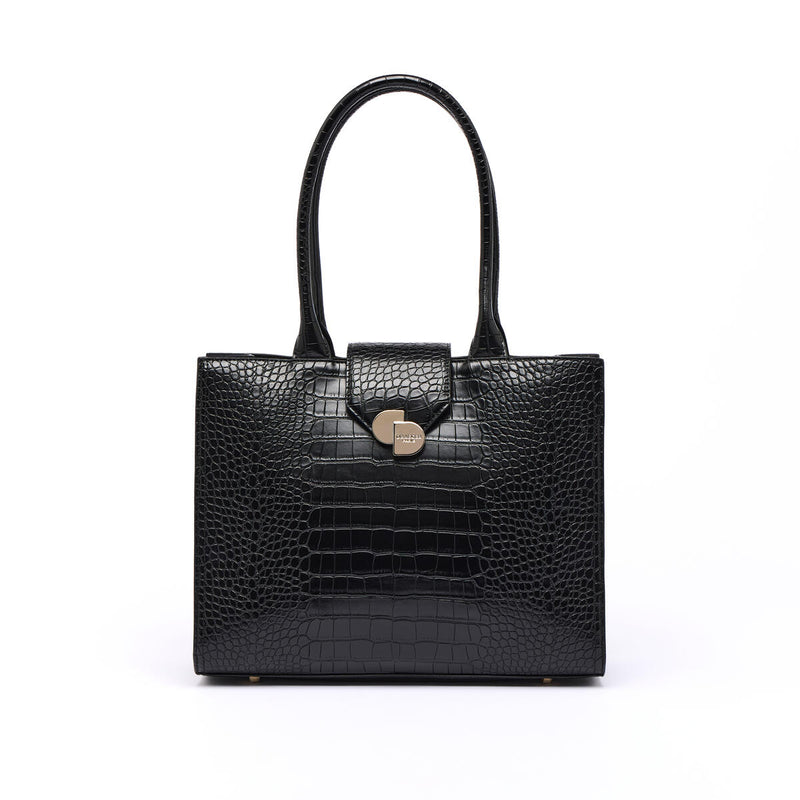 Grand Sac Cabas Croco Camille - Noir