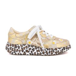 Baskets à fleurs Nikito couleur gold et motif léopard Femme