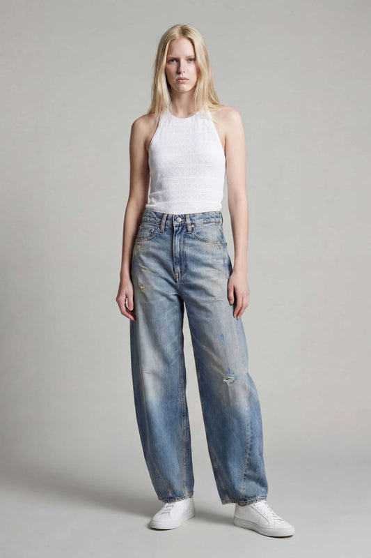 Jean ample barrel taille haute PTL-COSMOS DYE DESTROY