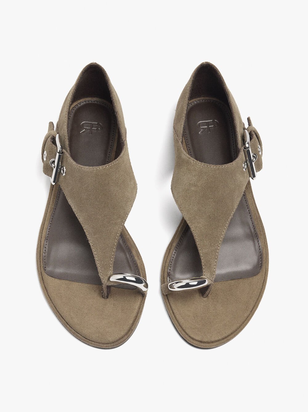 Sandales plates en cuir avec détail métallique et boucle