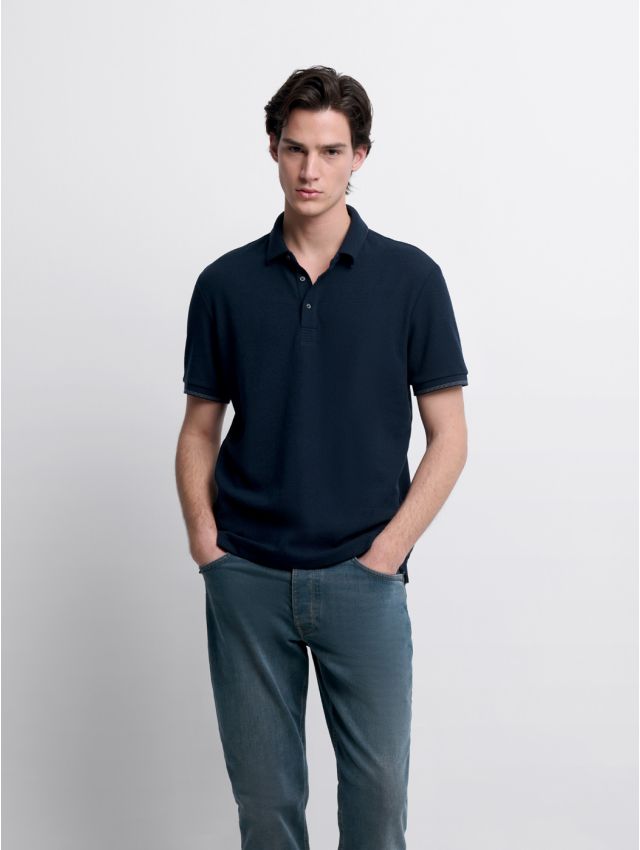 Polo col boutonné gauffré