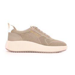 Baskets à lacets couleur taupe semelle épaisse Femme